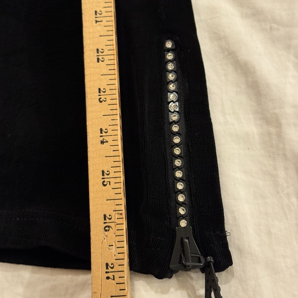 Vintage US WEAR 2 Piece Slinky Black Pants Outfit Rhinestone Zip Top Size S - Picture 9 of 11
